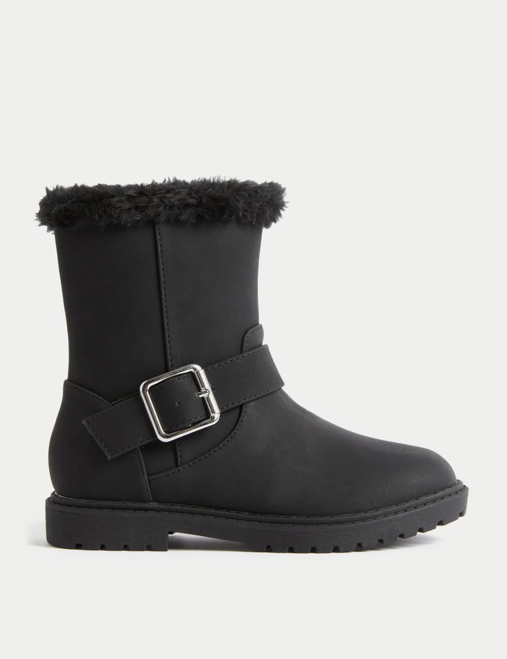 Kids Faux Fur Lined Buckle Ankle Boots 4 Small 13 Small M S