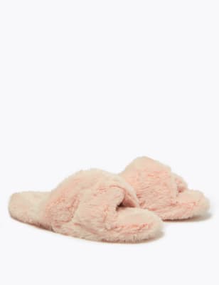 girls fluffy slider slippers