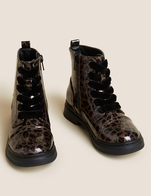 Kids Freshfeet™ Animal Print Ankle Boots 3 Small Marks & Spencer Girls Shoes Boots Ankle Boots 