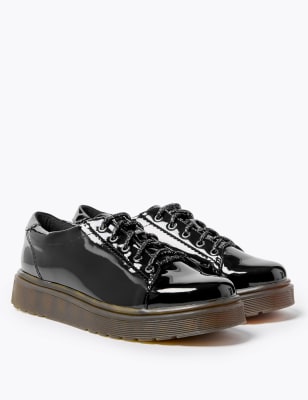 Dr martens black lyric spin lace shoe patent flat shoes sale