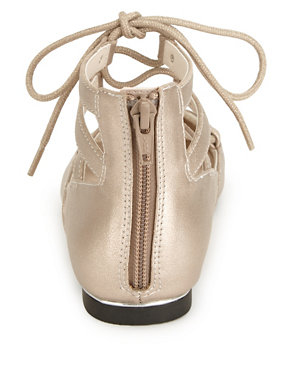 Kids' Ghillie Lace Up Metallic Effect Ballerina Shoes Image 2 of 5