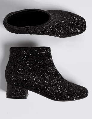 Kids Glitter Ankle Boots M S