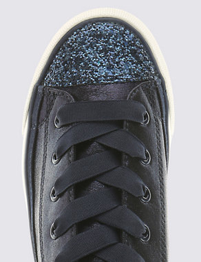 Kids' Glitter Effect Lace Up Trainers Image 2 of 3