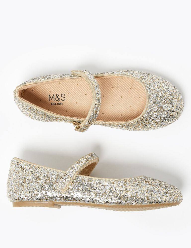 Kids' Glitter Riptape Ballet Pumps (5 Small - 12 Small) | M&S