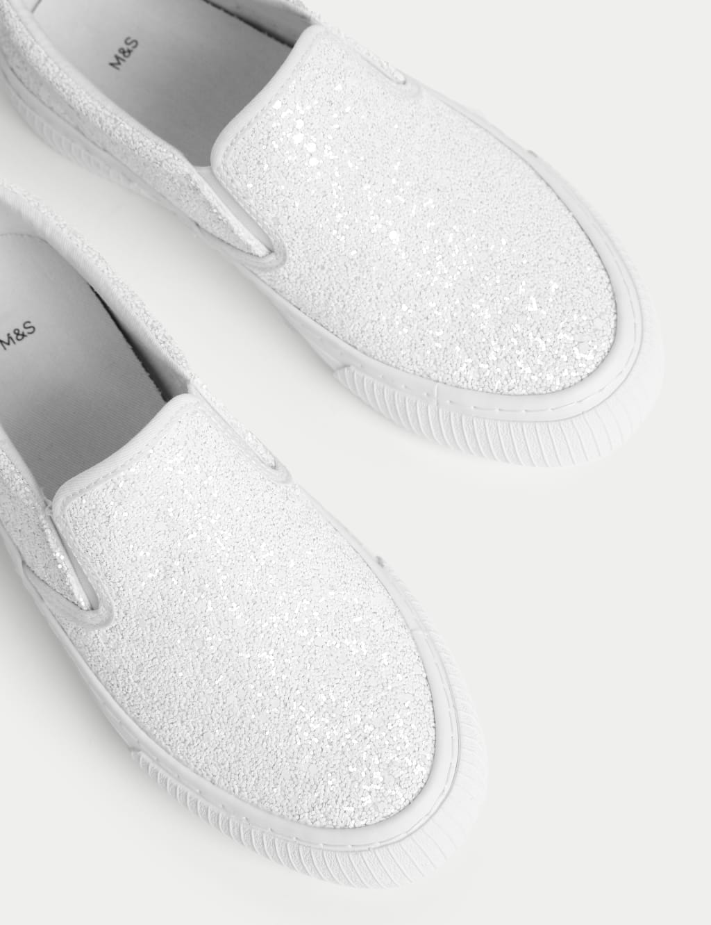 Silver glitter slip on trainers on sale