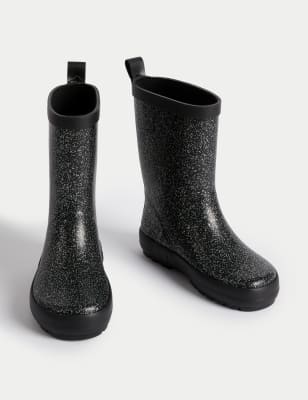 Black hotsell glitter wellies