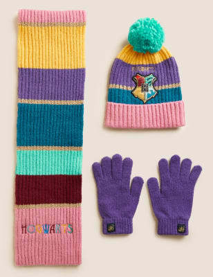 Purple hat scarf and on sale gloves