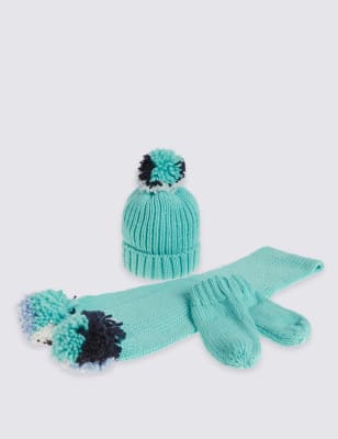 turquoise hat scarf and gloves set