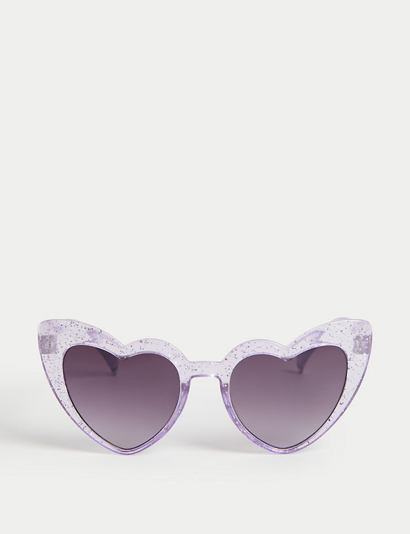 Kids' Heart Glitter Sunglasses (S-L) Image 1 of 2