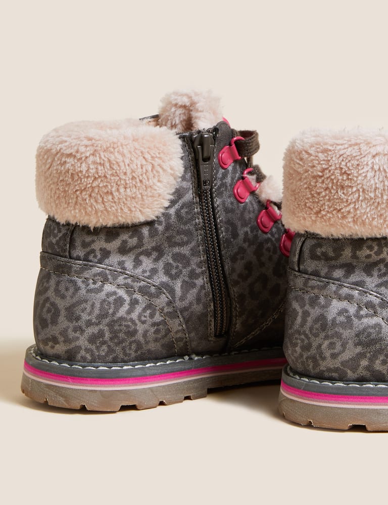 Kids Hiker Leopard Ankle Boots 13 Small 6 Large