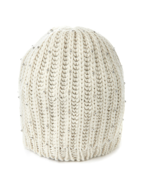 Kids' Knitted Bead Embellished Beanie Hat Image 1 of 2
