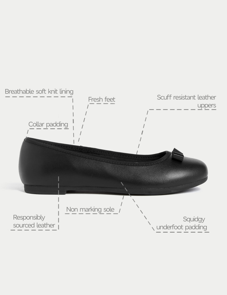 Kids Leather Ballerina Bow School Shoes 13 Smal l 7 Large