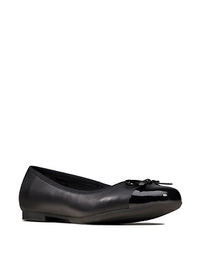 Kids' Leather Bow Ballet Pumps (3 Small - 5½ Small) Image 2 of 7