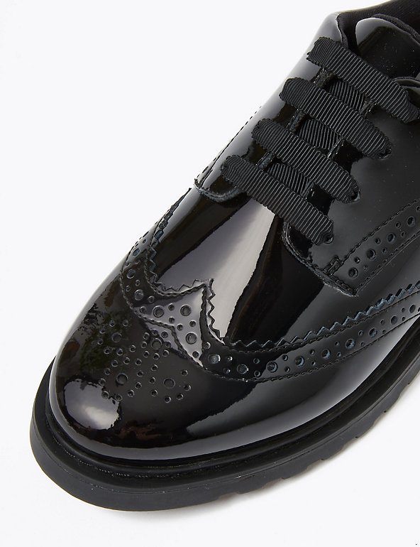 Spot On Girls Brogue Detail School Shoes EU Size 30 Black Synthetic Patent US Size 13 UK Size 12