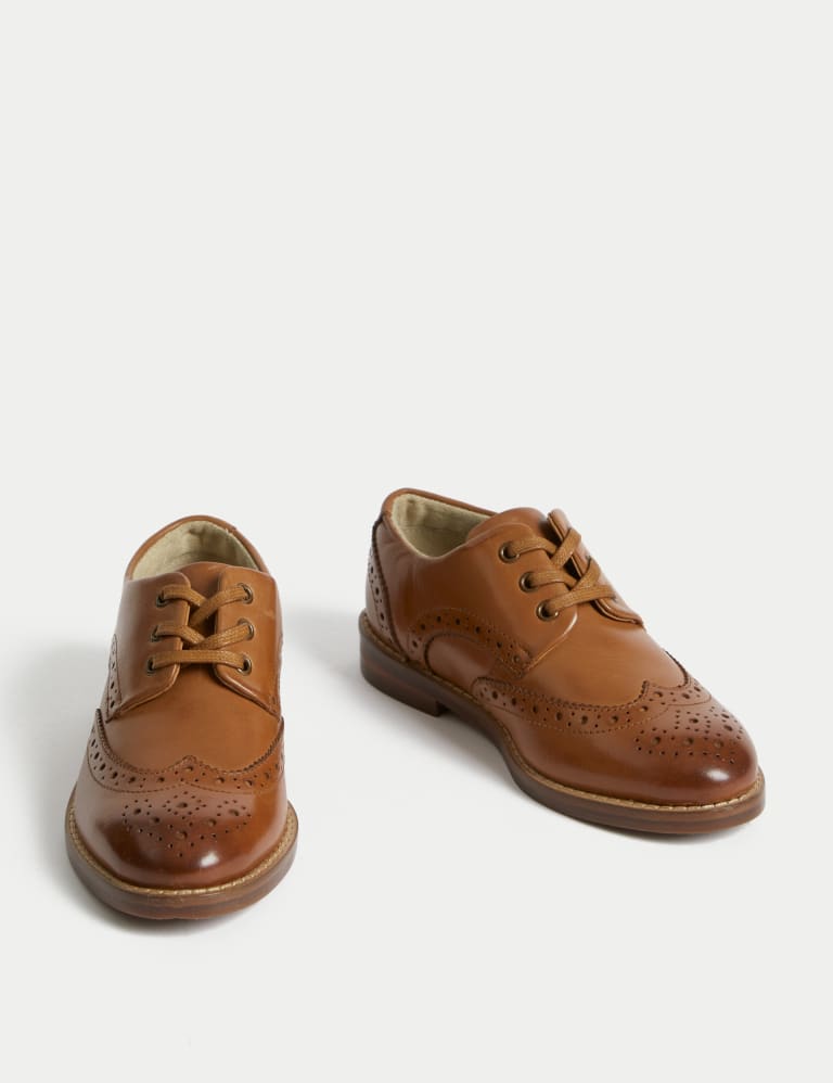 Kids Leather Brogues 8 Smal l 2 Large