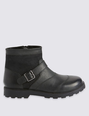 Kids' Leather Buckle Boots Image 2 of 6