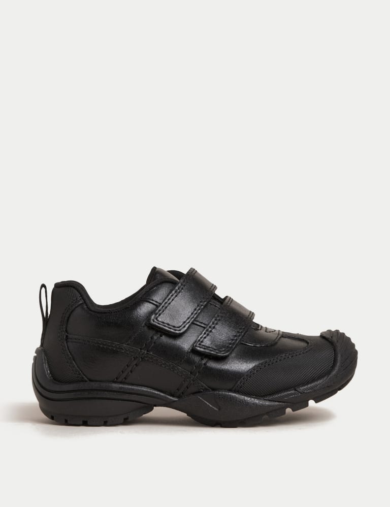 Black leather velcro school shoes shop