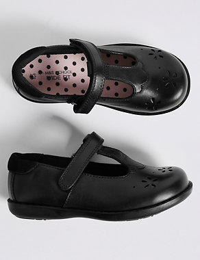 Kids' Leather Freshfeet™ T-Bar School Shoes Image 2 of 4