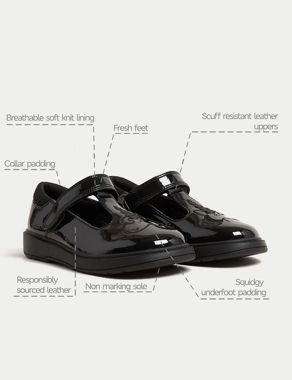 Kids' Leather Freshfeet™ Unicorn School Shoes (8 Small - 2 Large) 6 of 6