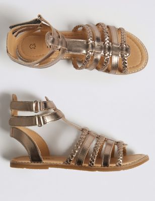 Kids’ Leather Gladiator Sandals (13 Small - 6 Large) Image 2 of 5