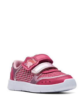 Kids' Leather Glitter Riptape Trainers (3 Small - 6½ Small) Image 2 of 7