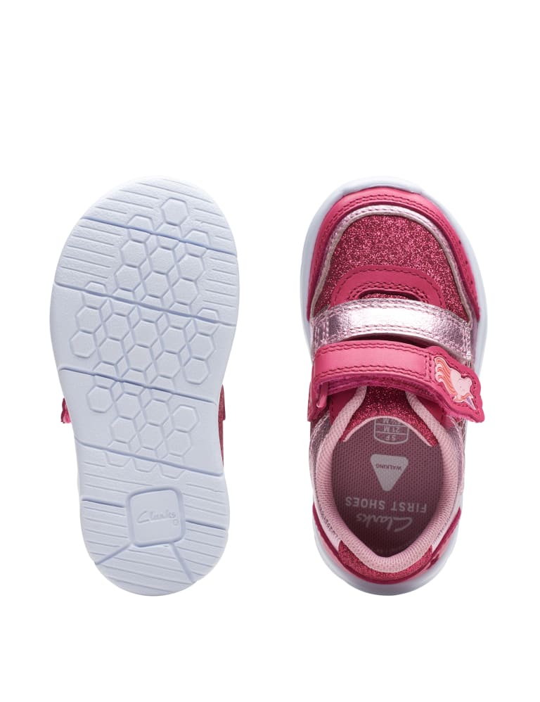 Kids Leather Glitter Riptape Trainers 3 Small 6 Small