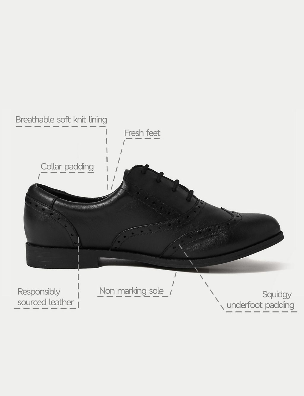 Kids’ Leather Lace-up Brogues School Shoes (13 Small - 7 Large) 5 of 5