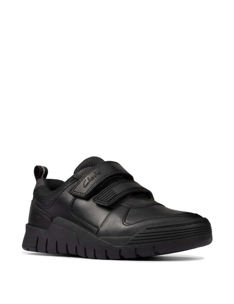 Kids Leather Riptape School Shoes 3 Small 2 Large