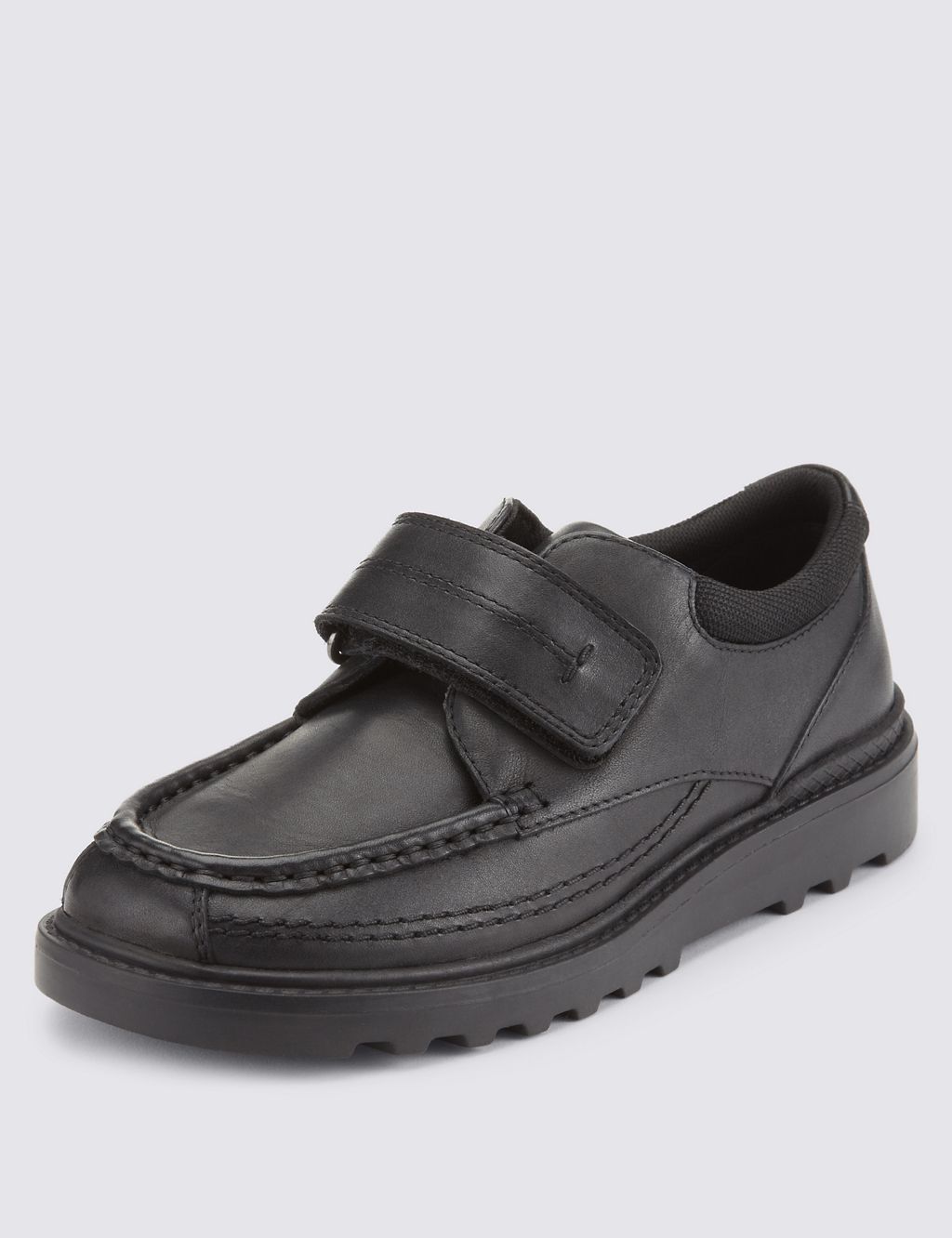 Kids' Leather Riptape School Shoes (8 Small - 1 Large) 3 of 4