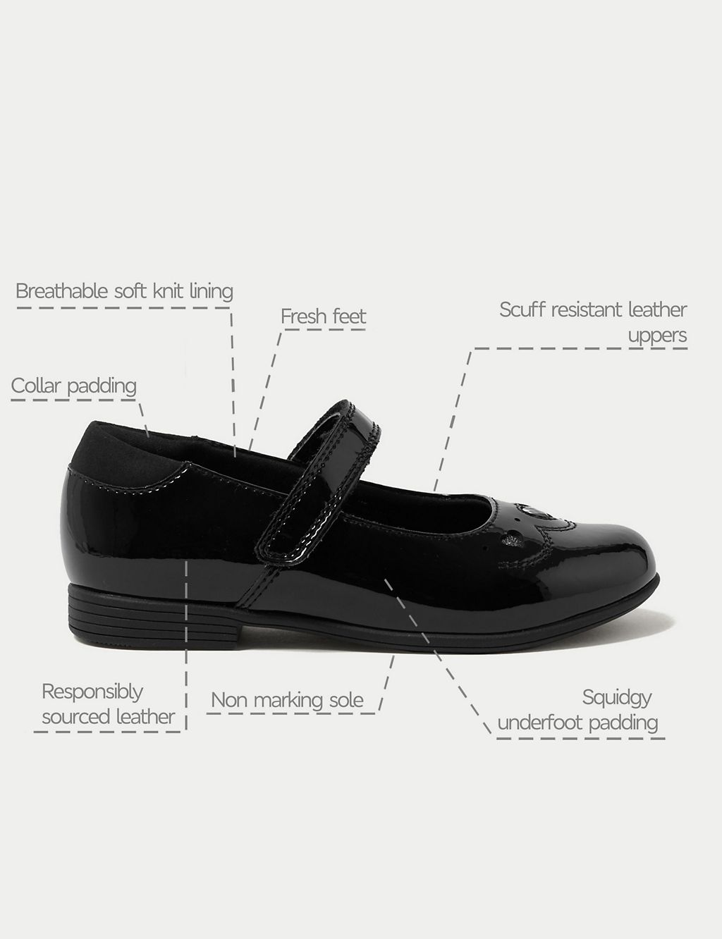Kids' Leather Riptape School Shoes (8 Small - 1 Large) 6 of 6