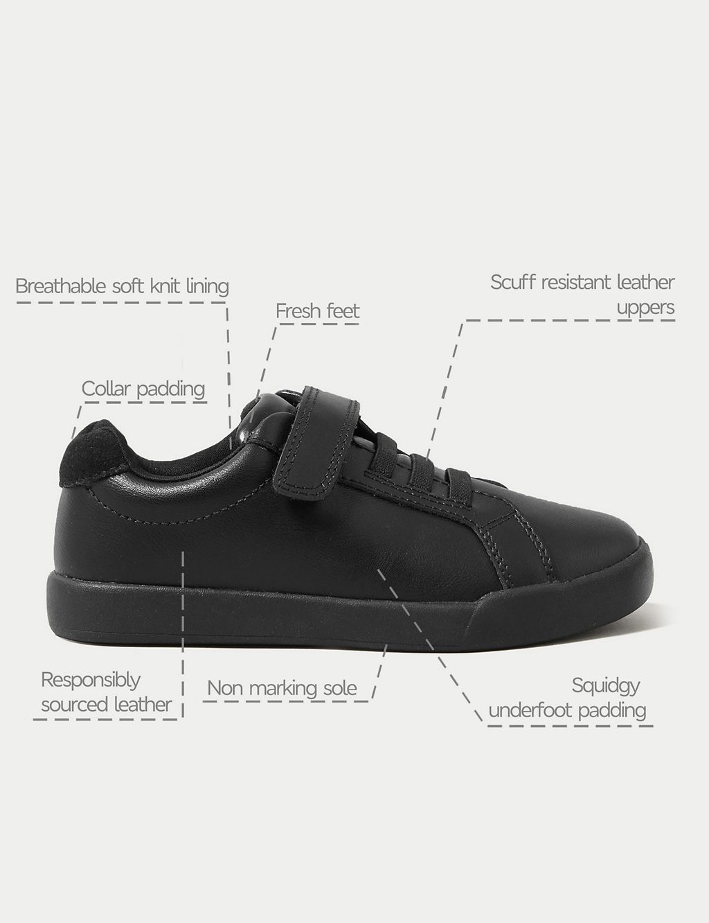 Kids' Leather Riptape School Shoes (8 Small-1 Large) 6 of 6