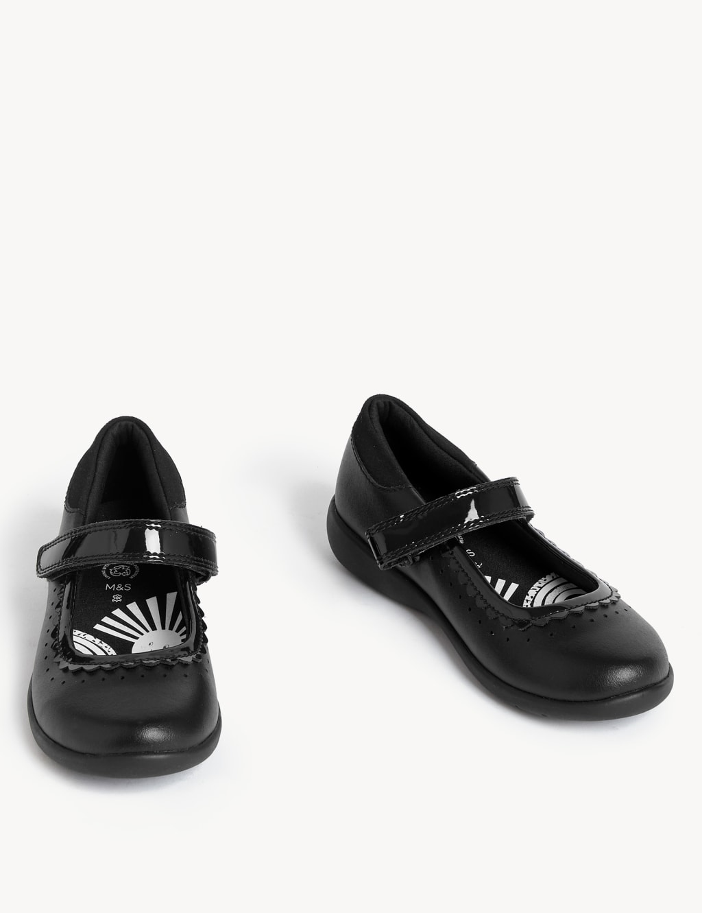 Kids Leather Riptape School Shoes 8 Small 2 Large M S