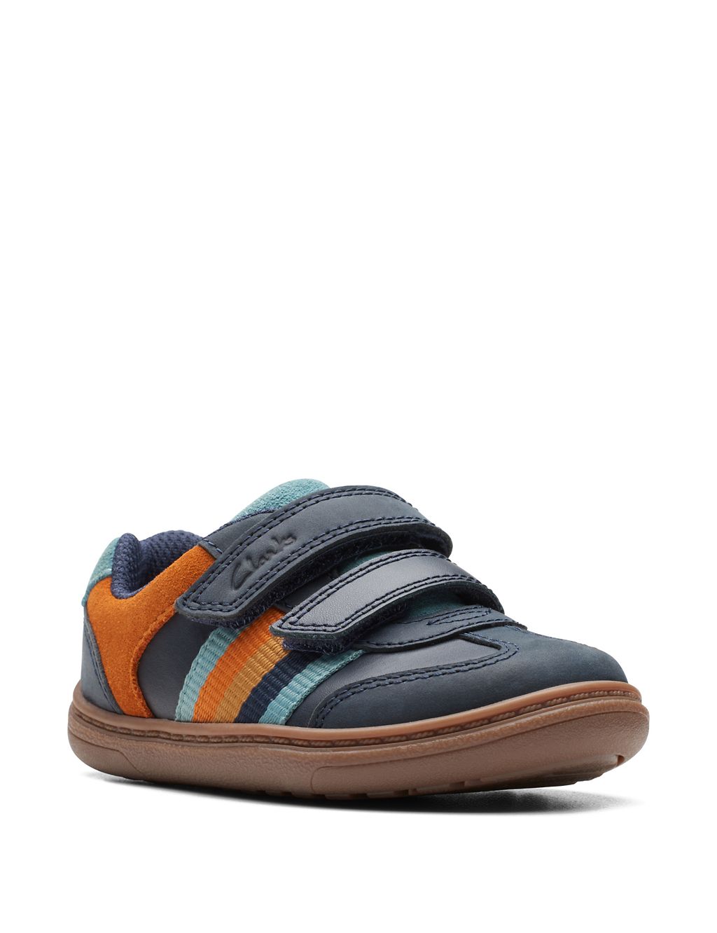 Kids' Leather Riptape Striped Trainers (3 Small - 6½ Small) 1 of 7