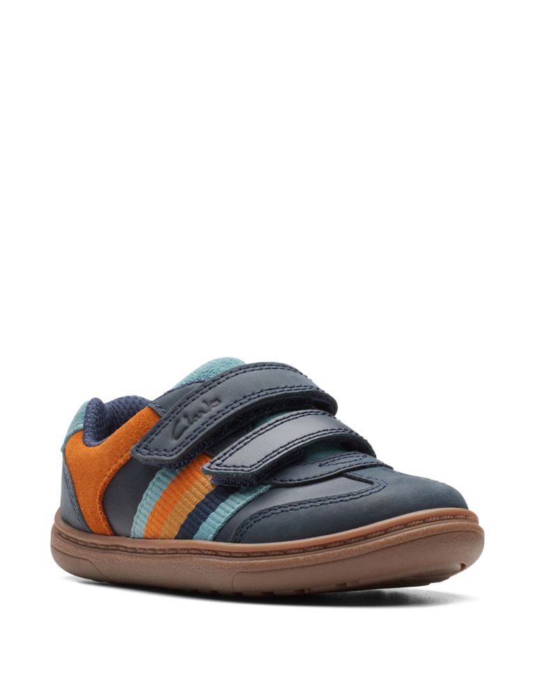 Kids' Leather Riptape Striped Trainers (3 Small - 6½ Small) 2 of 7