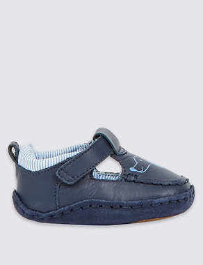 Kids' Leather Riptape T-Bar Shoes Image 2 of 6