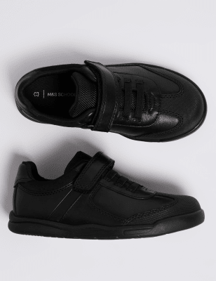 black leather school trainers