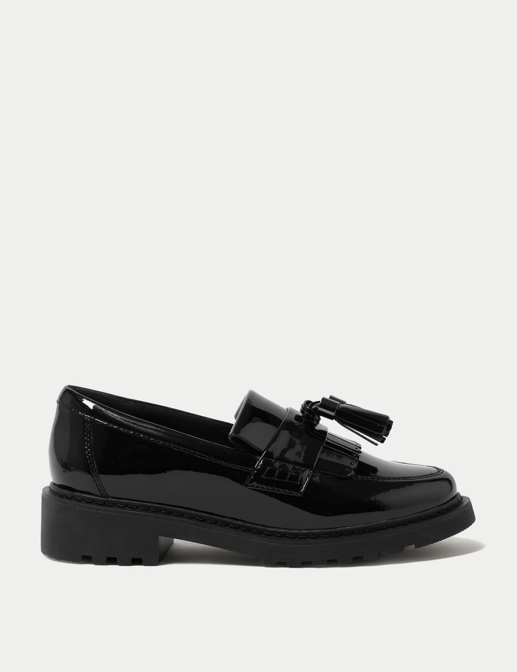 Black leather slip cheap on school shoes