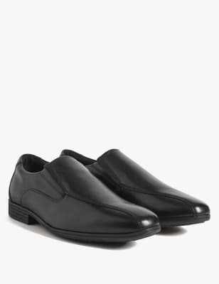black leather slip on school shoes