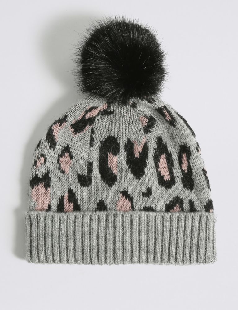 Kids’ Leopard Print Pom-pom Hat 1 of 1