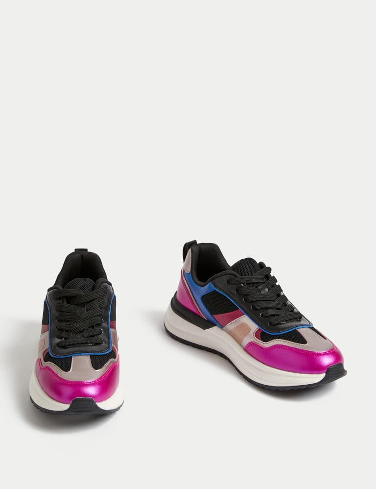 Pink discount metallic trainers