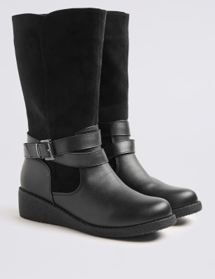 Mid calf shop wedge boots