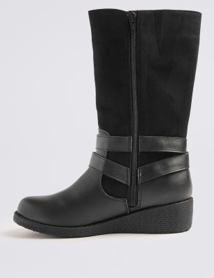 Mid calf outlet wedge boots