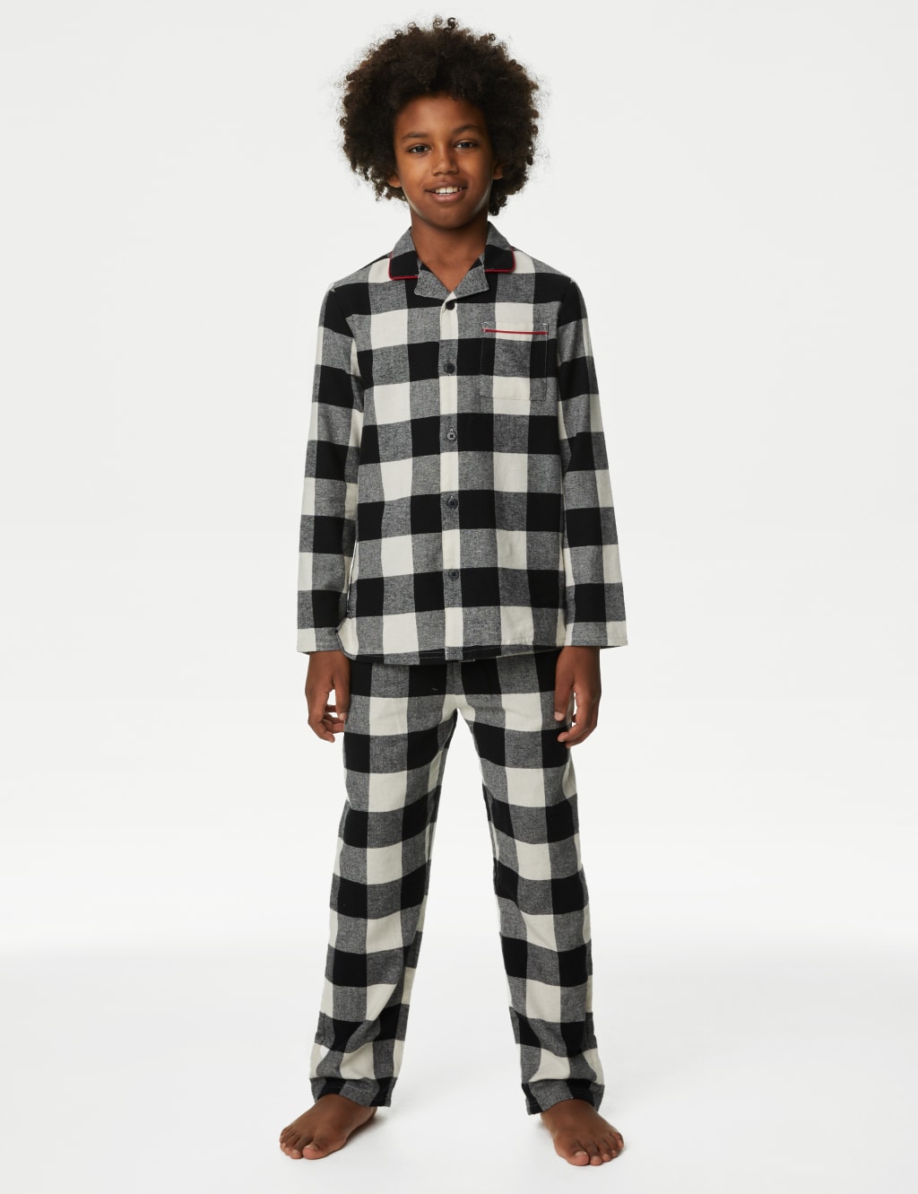 Kids Mono Check Family Christmas Pyjama Set 1 16 Yrs M S