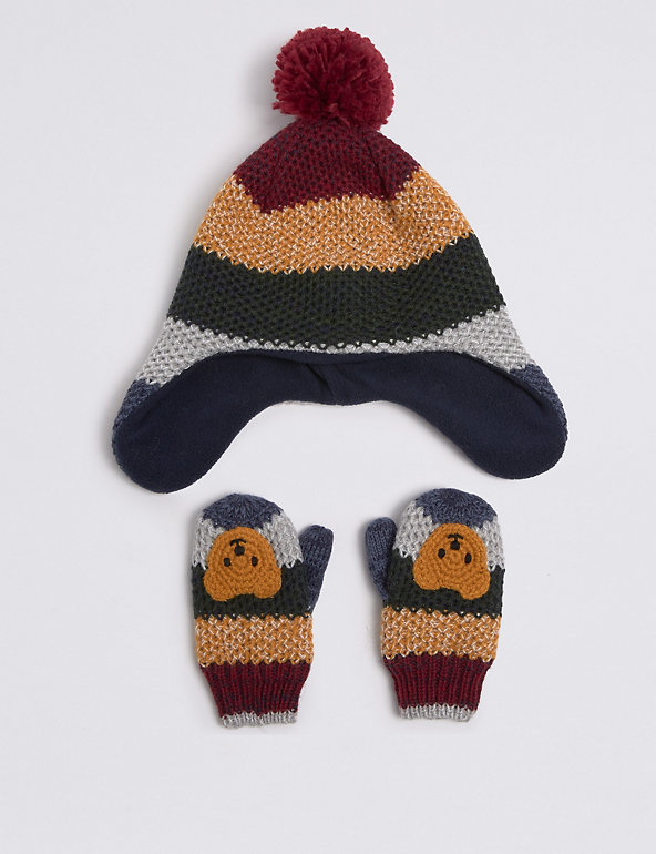 Kids’ Novelty Trapper Hat & Mittens Set Image 1 of 1