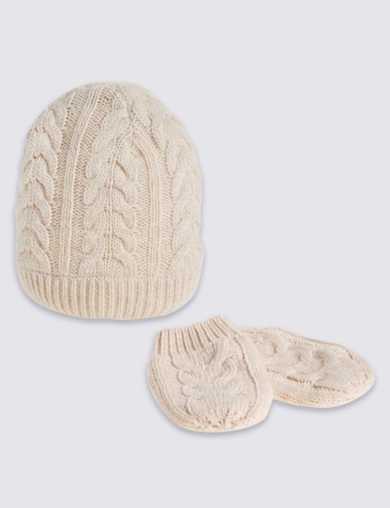 Kids' Oatmeal Cable Hats & Gloves Sets 1 of 1