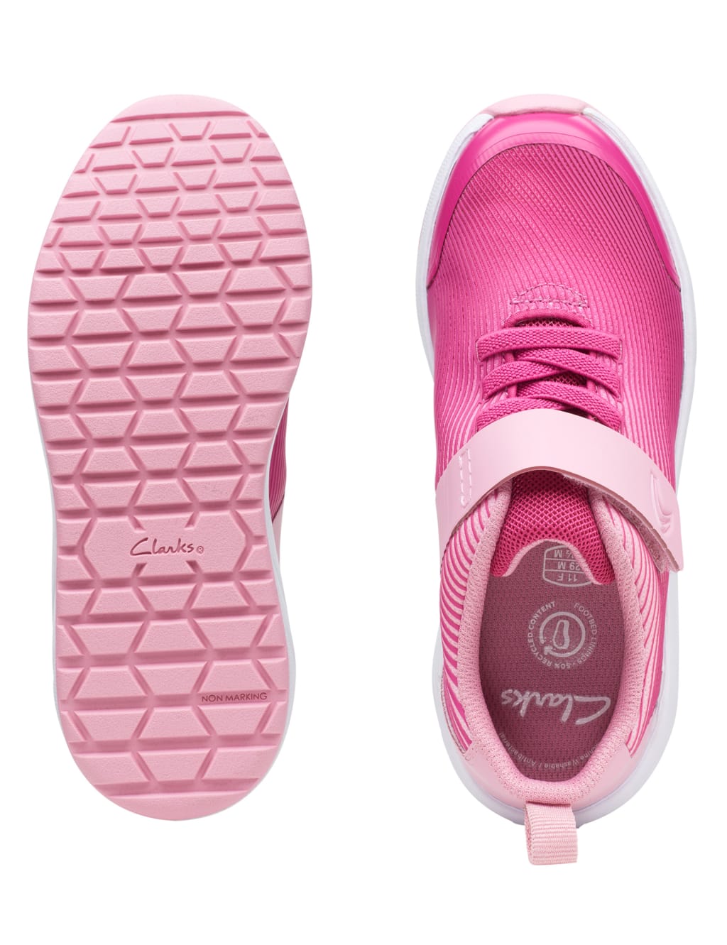 Clarks girls cheap pink trainers