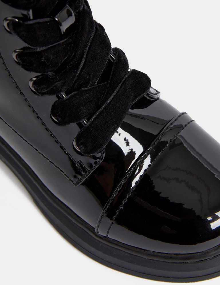 M&s black outlet patent boots