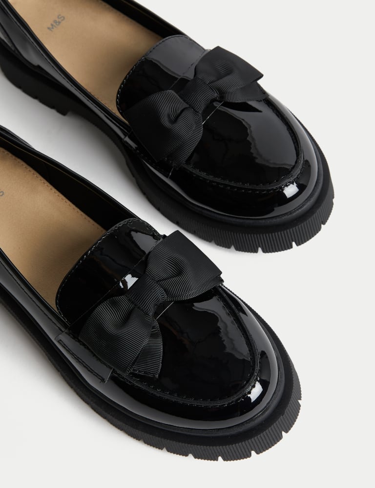 Patent loafers with bow store