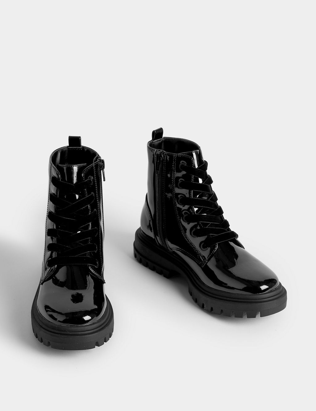Kids' Patent Freshfeet™ Lace Boots (13 Small - 6 Large) | M&S ...