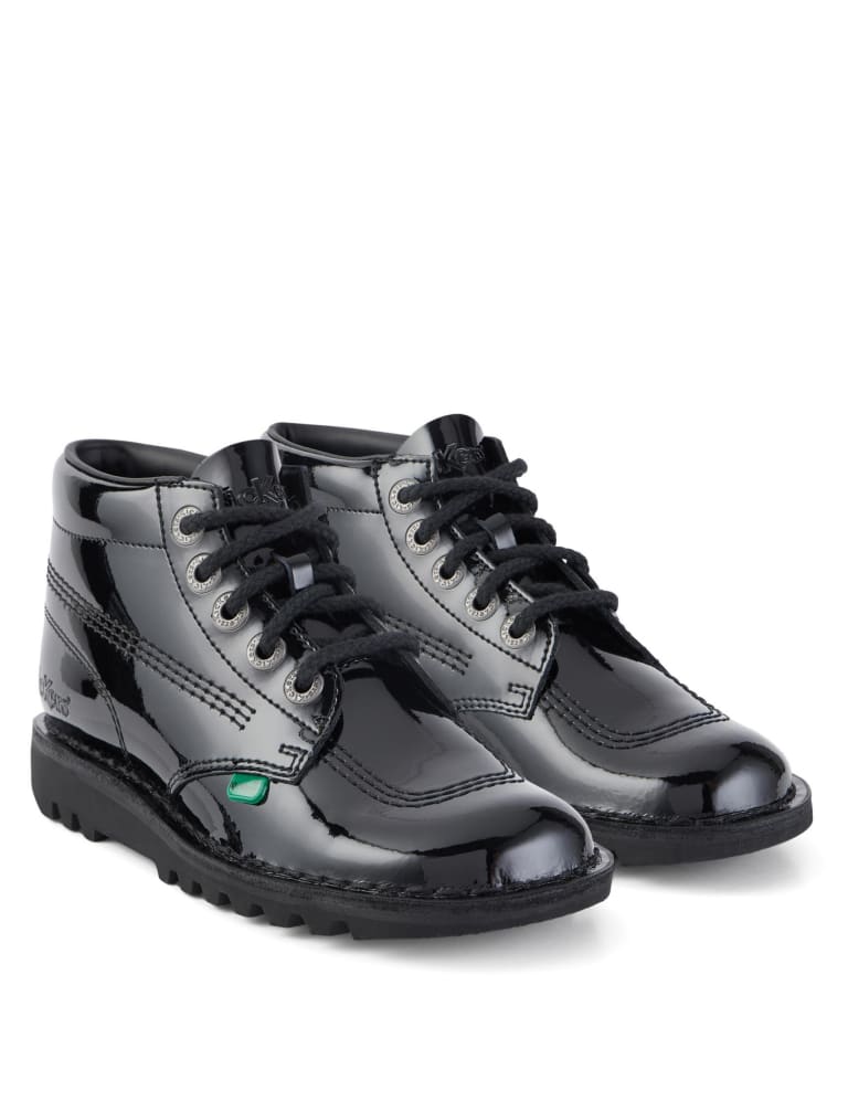 High top on sale patent leather sneakers
